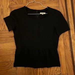 Madewell size small black poplin short sleeved shirt